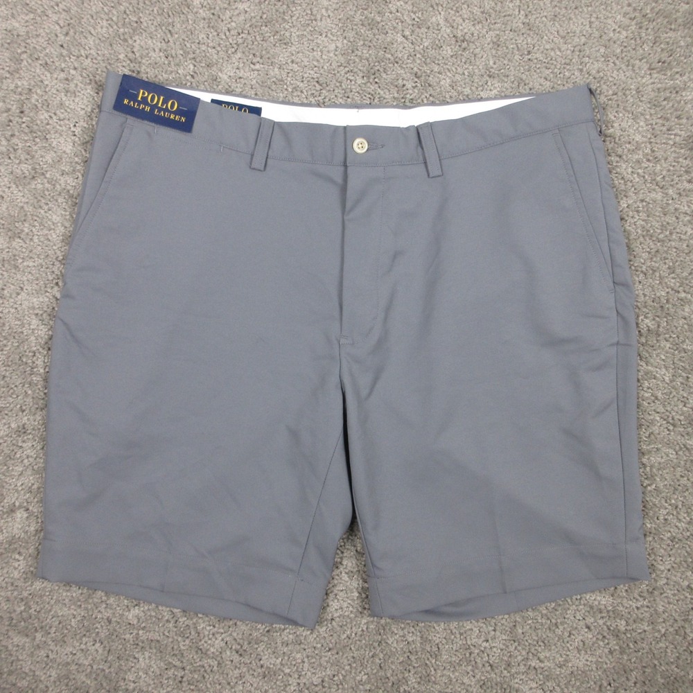 Polo Ralph Lauren Shorts Mens 38 Gray Solid Performance Golf Zip Fly Chino 8"